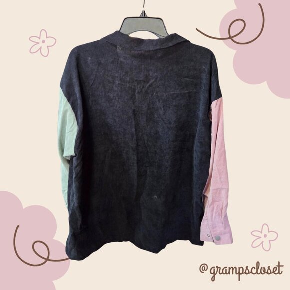 Shein Color Block Button Up - Picture 2 of 3